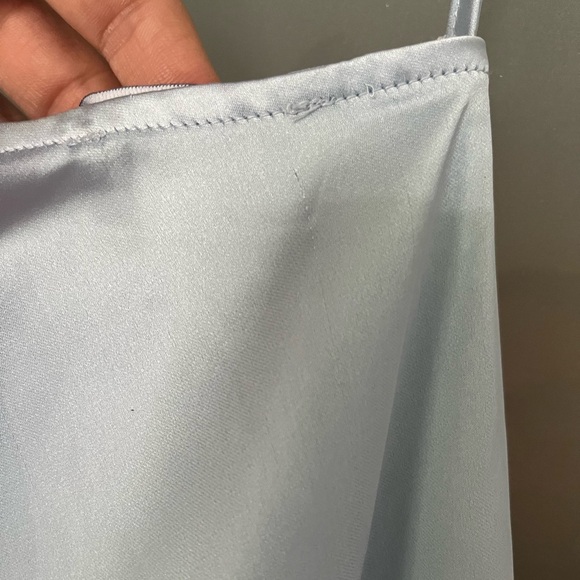 NWT SELMACILEK pale blue one-shoulder satin maxi dress, size medium - Picture 10 of 10